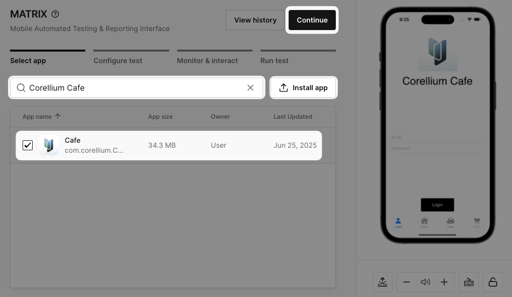 MATRIX select app