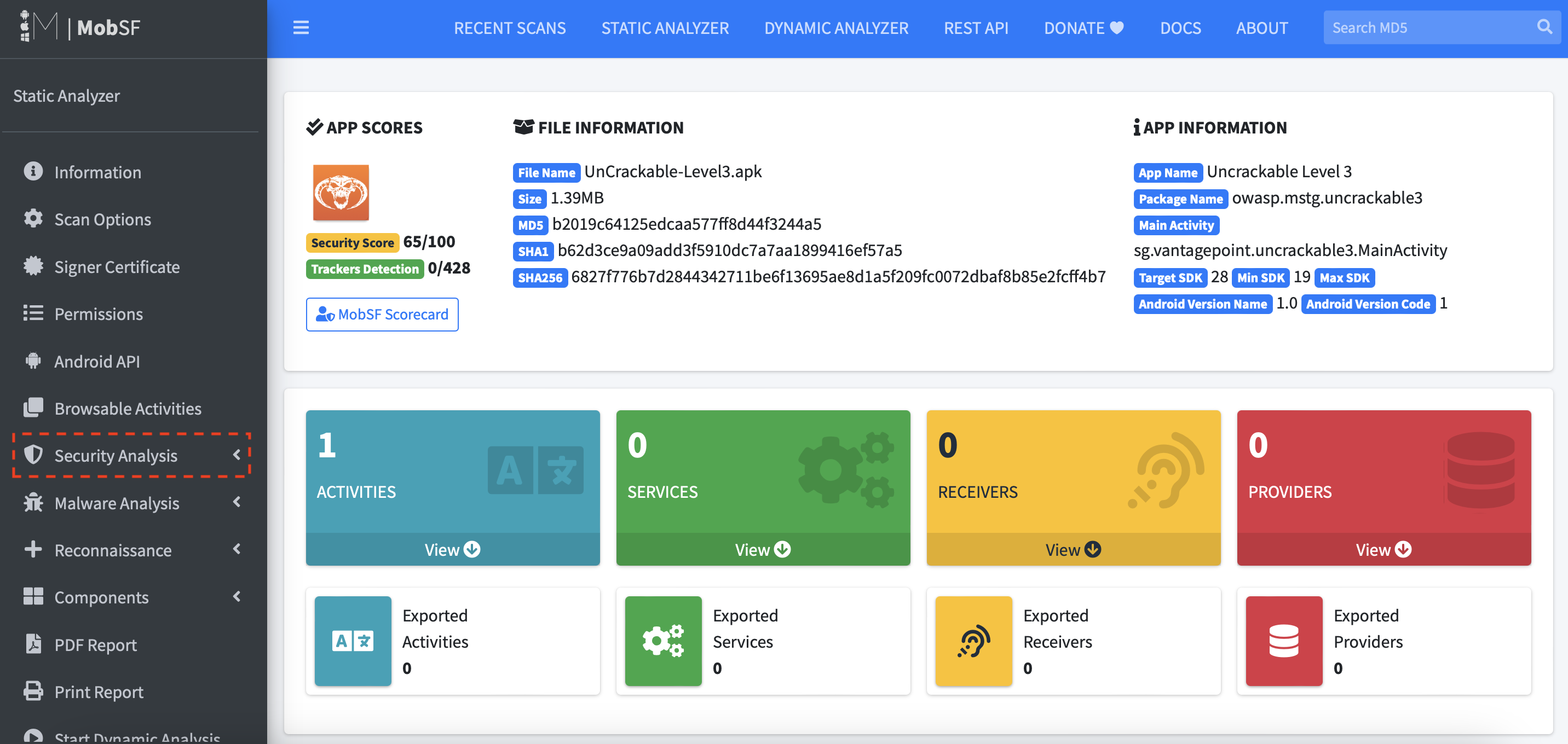 Static Analysis And Dynamic Analysis For Android Package Kit (APK