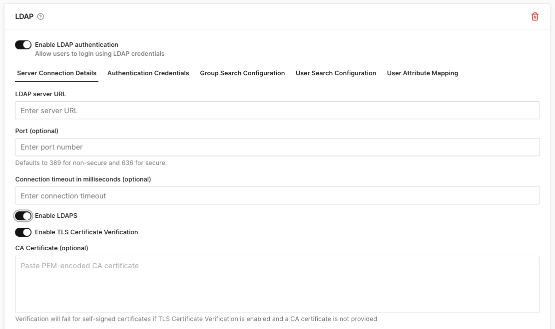 LDAP Server Connection Details