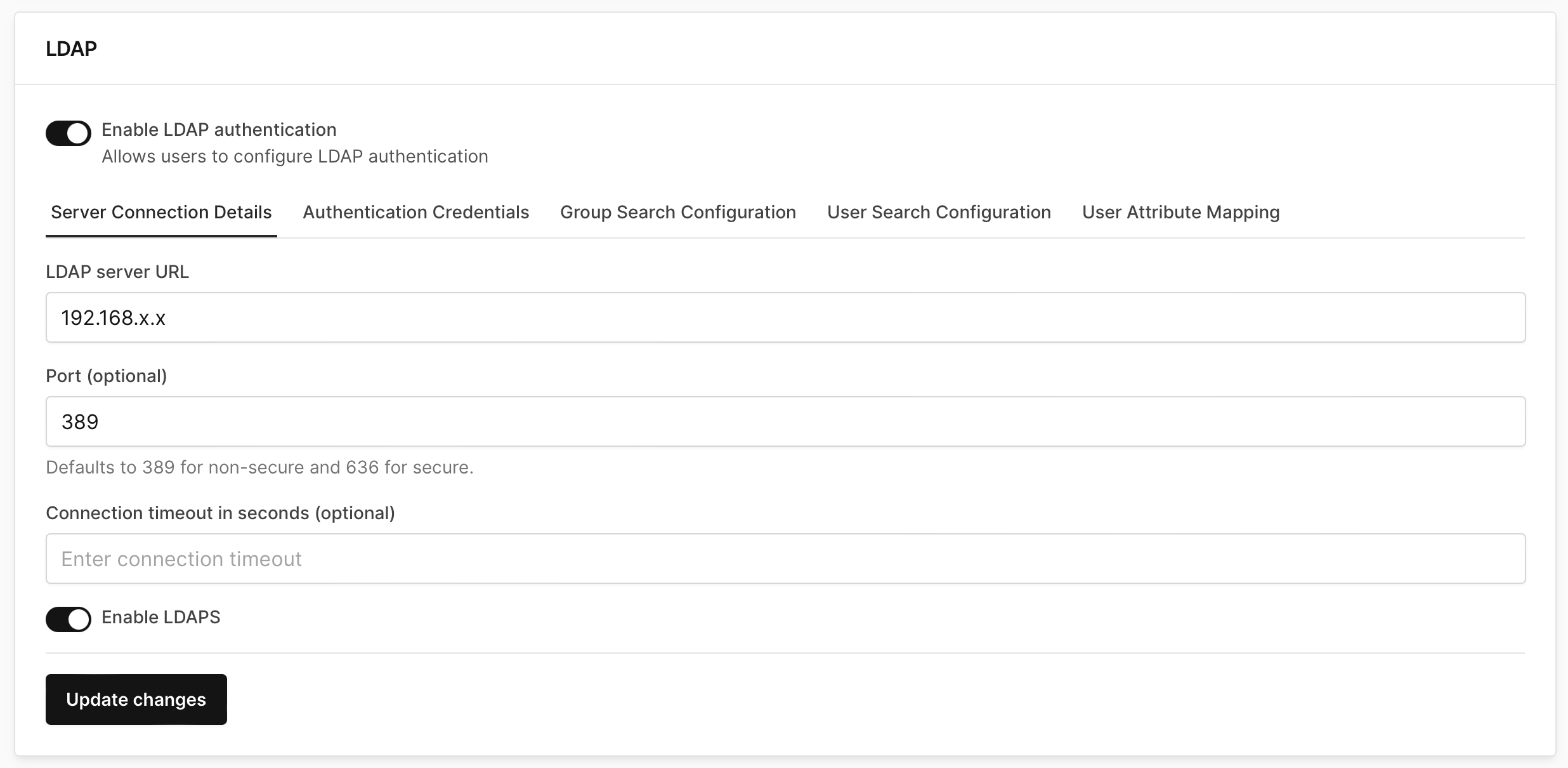 LDAP Server Connection Details