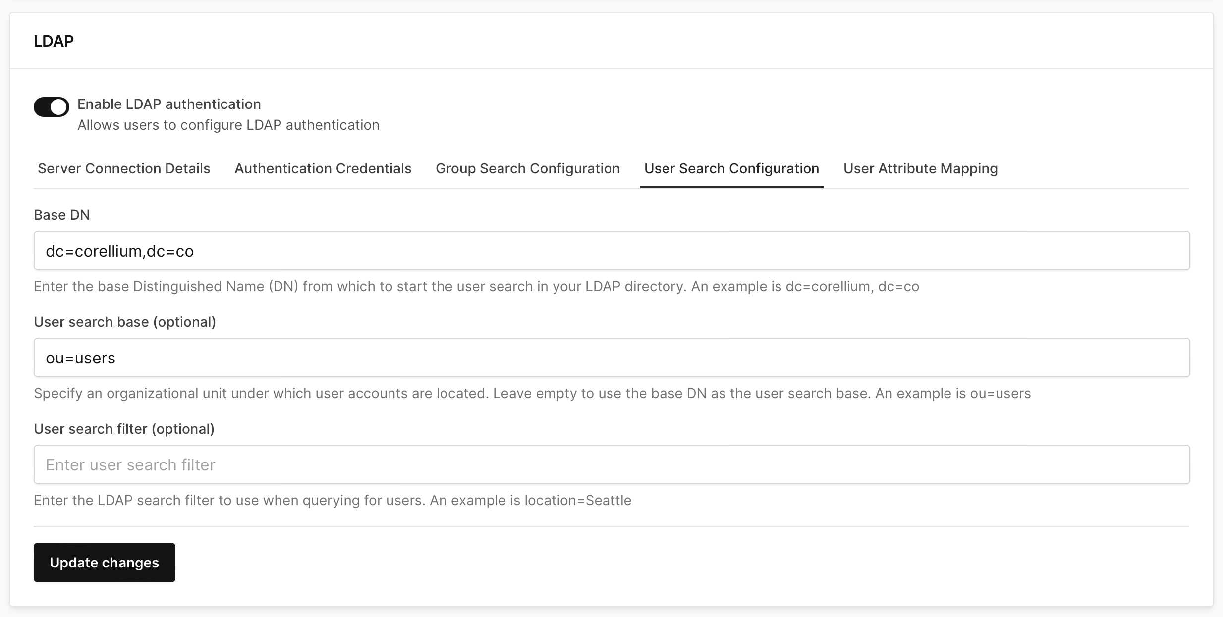 LDAP User Search Configuration