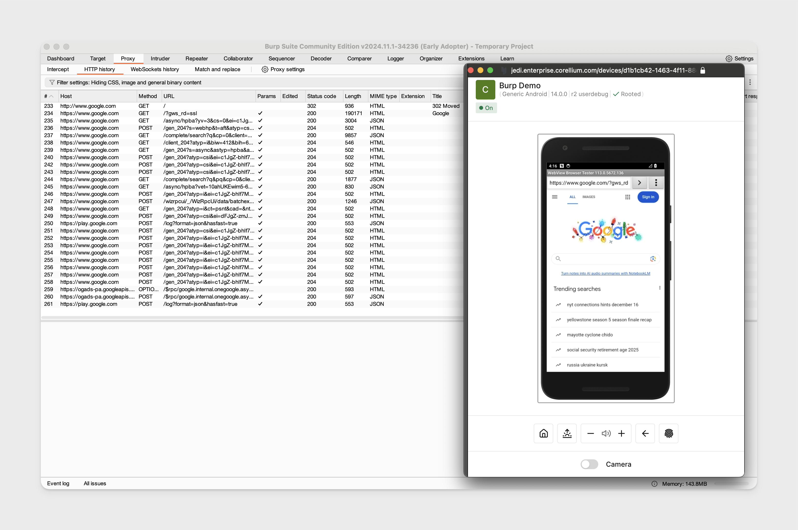 Rooted Android traffic proxied with VPN