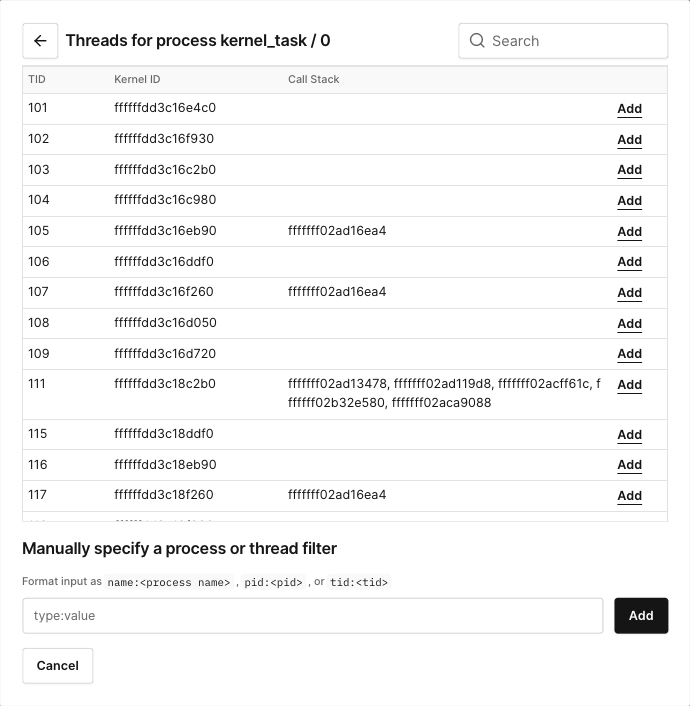 Threads dialog