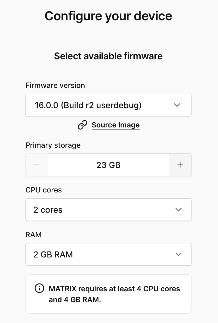 CPU and RAM Settings