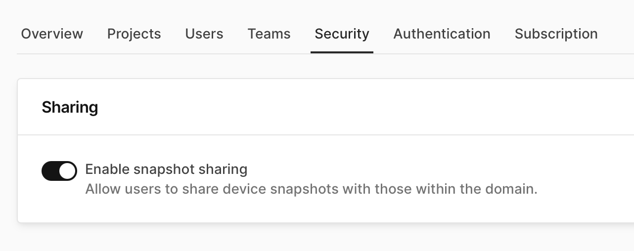 Enable Snapshot Sharing as the domain admin