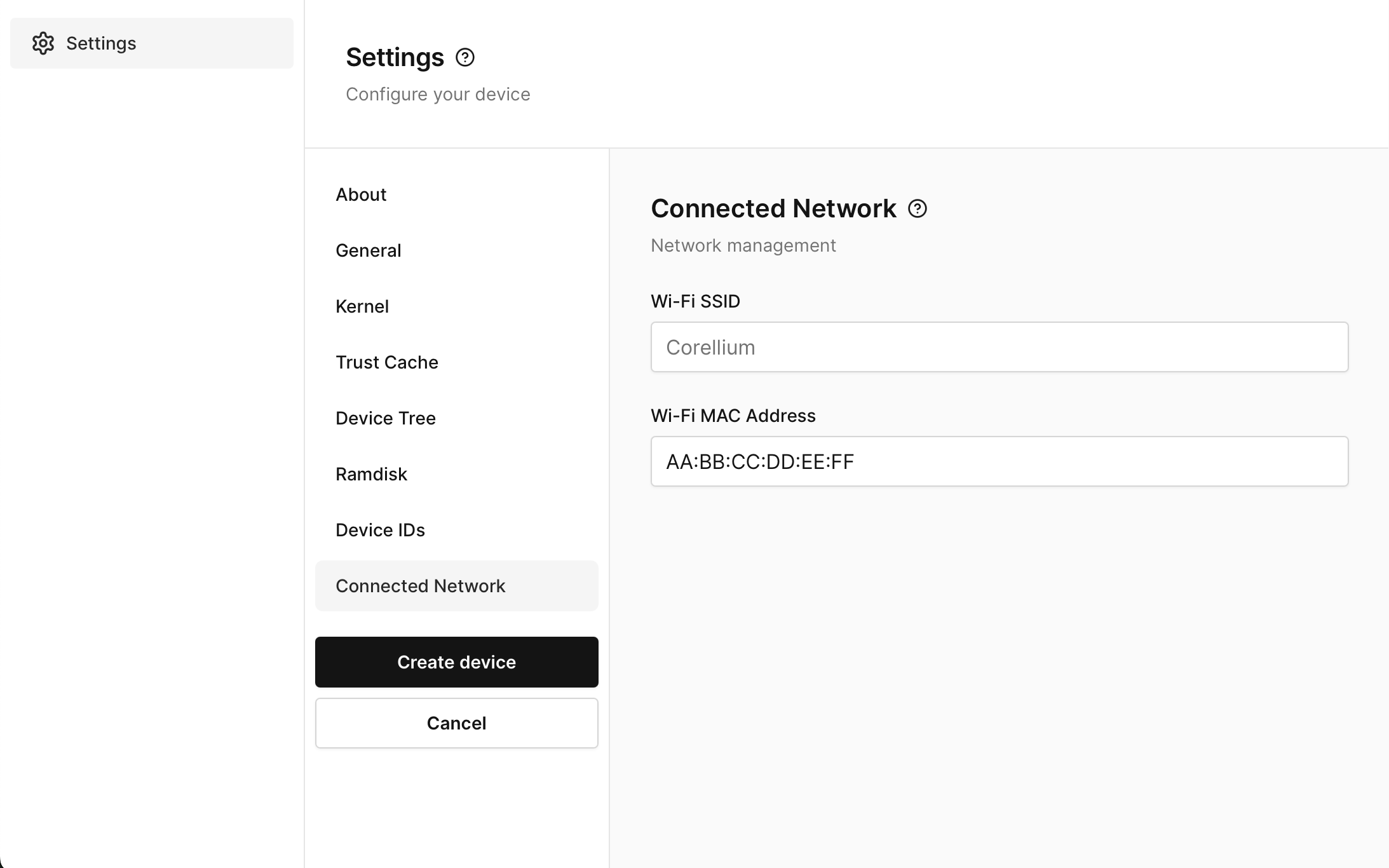 Connected Network set MAC address on a new device