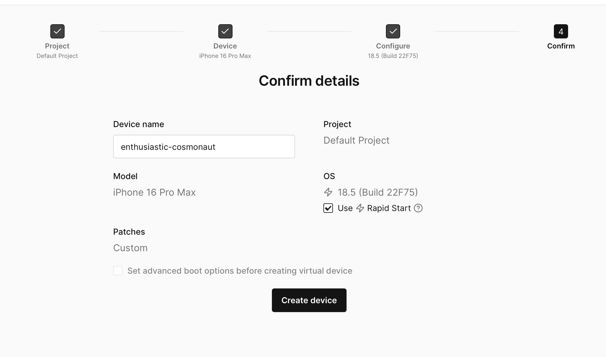 Confirming Build Details