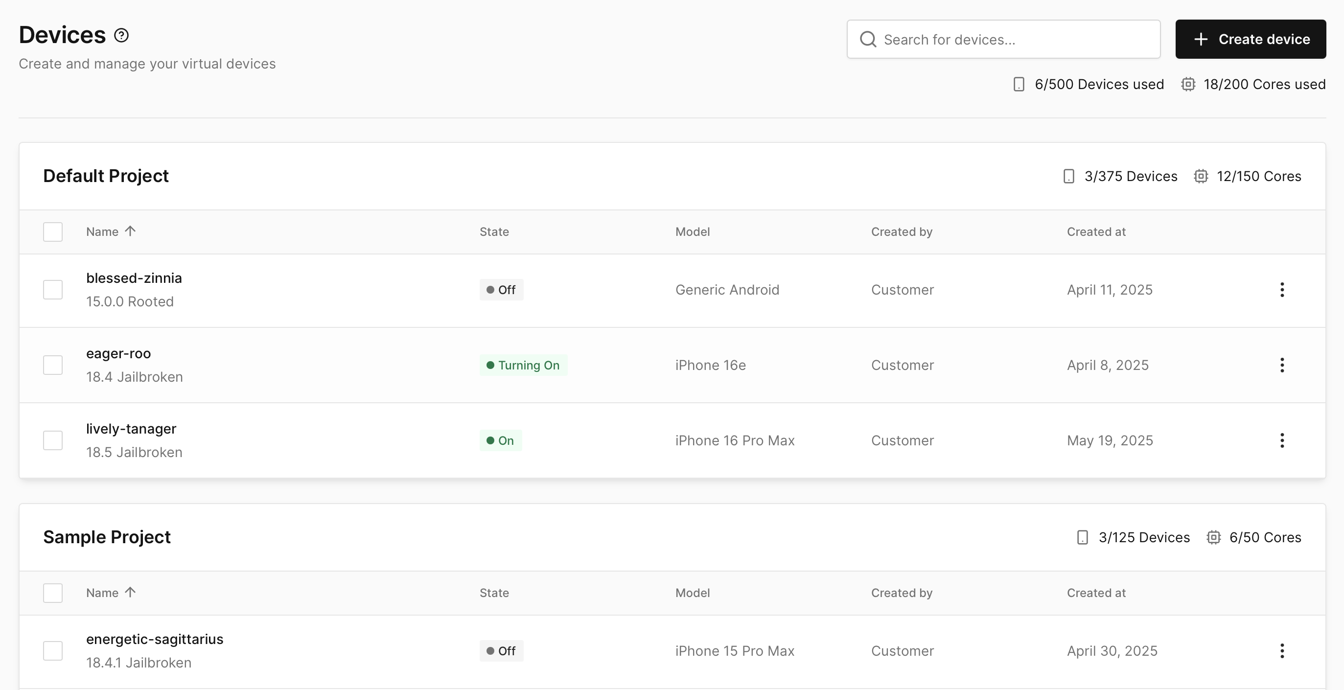 Device Homepage
