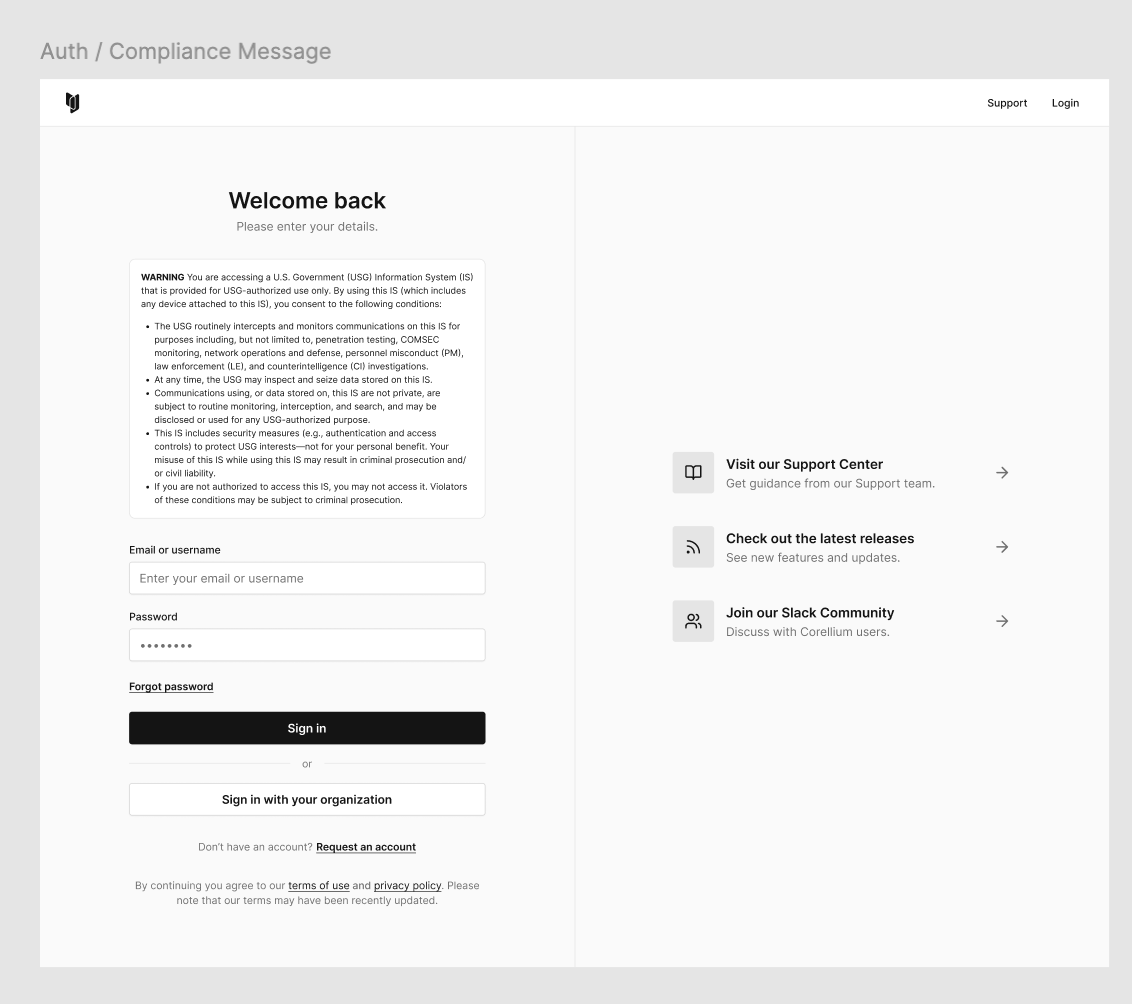 Welcome Message UI Display