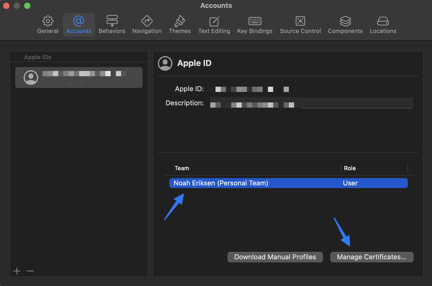 Manage certs in Xcode